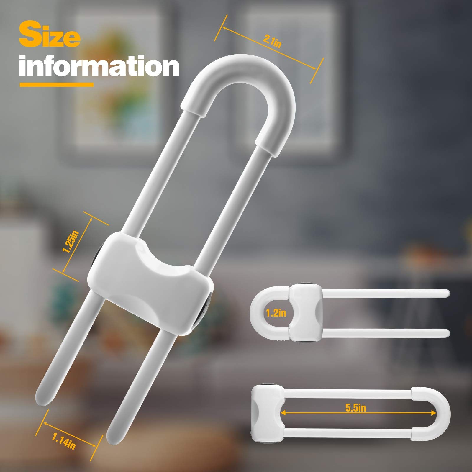 6PCS Cabinet Locks for Babies, Adjustable U-Shaped Child Safety Locks, Multifunctional Cabinet Handle Lock for Drawers Cabinets