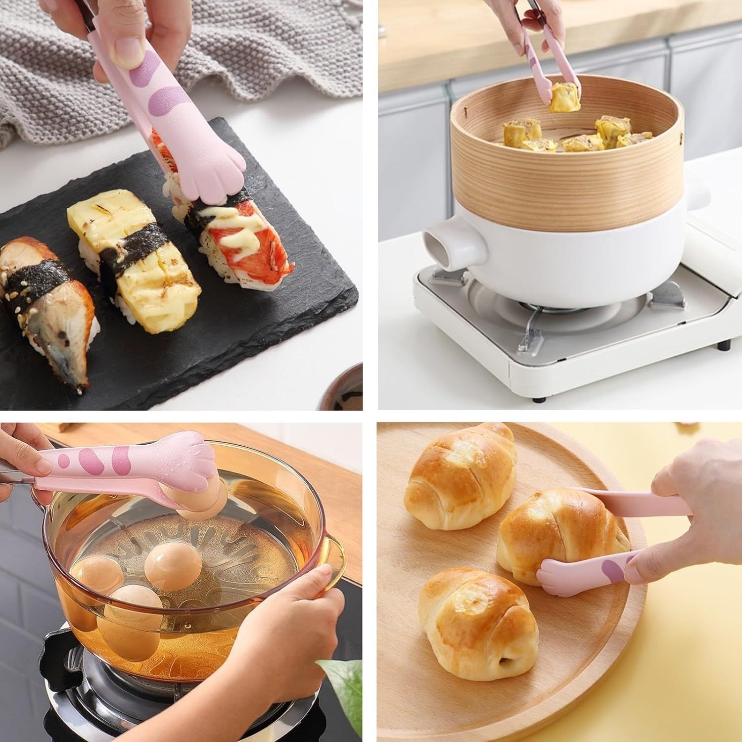Kitchen Cooking Tong, Cat Tongs Cute Cat Paw Shape Tongs Stainless Steel Serving Tong Small Salad Tong Bread Tong Buffet Tongs