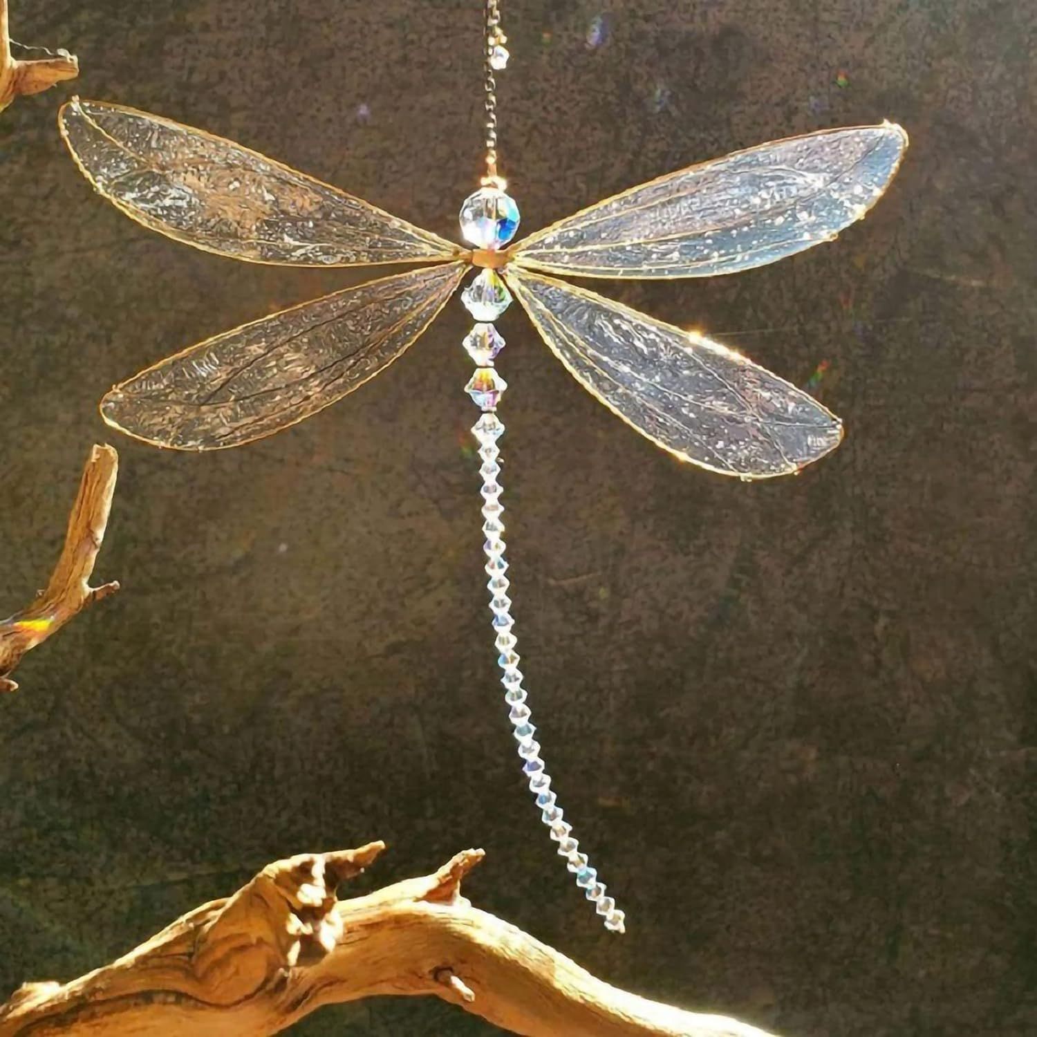 1 pcs Dragonfly, Small Dazzlefly Dragonfly Sun Catcher with Crystals,Rainbow Maker Pendant Window Hanging