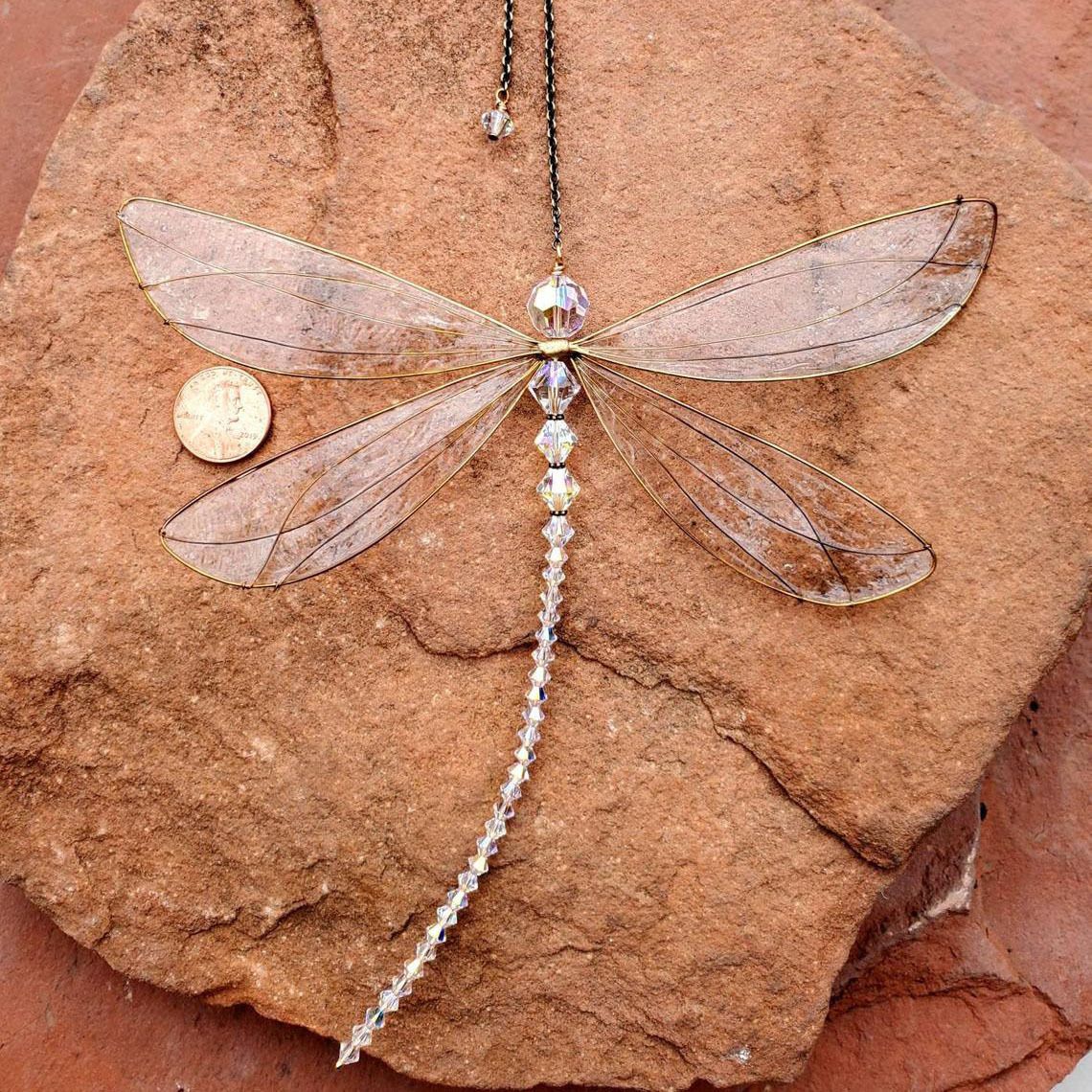 1 pcs Dragonfly, Small Dazzlefly Dragonfly Sun Catcher with Crystals,Rainbow Maker Pendant Window Hanging