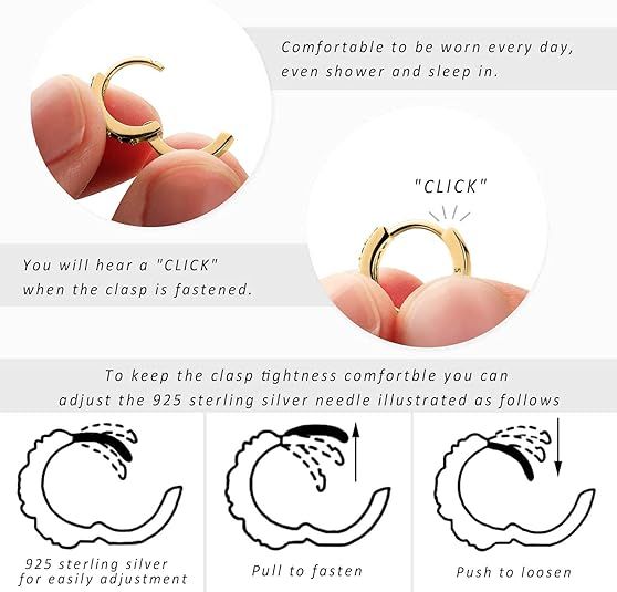Dangle Earrings for Women, Small Hoop Earring with Charm - Moon Star, Spike, Evil Eye, Sterling（2 pcs）