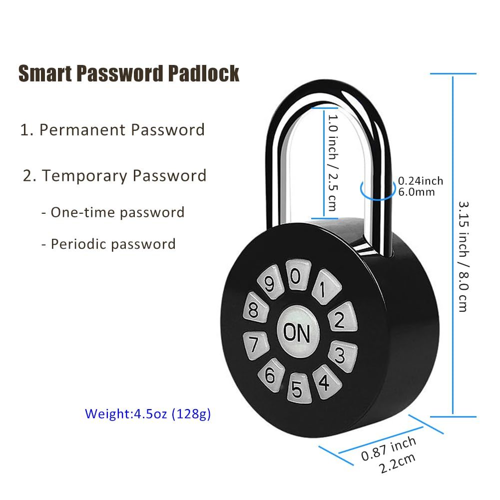 Smart Password Padlock - Password/Phone APP Control(iOS/Android) Padlock - Access Lock via Bluetooth & Pin Codes- Lock Your Gate