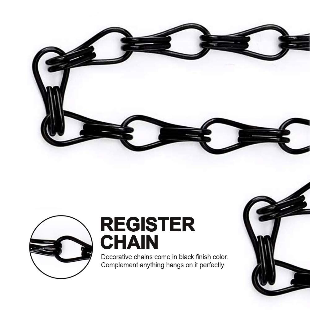 4-Pack 17.7 Inch Hanging Chain with Hooks for Hanging Bird Feeders, Birdbaths, Planters, Lanterns, Wind Chimes, Baskets (Black)
