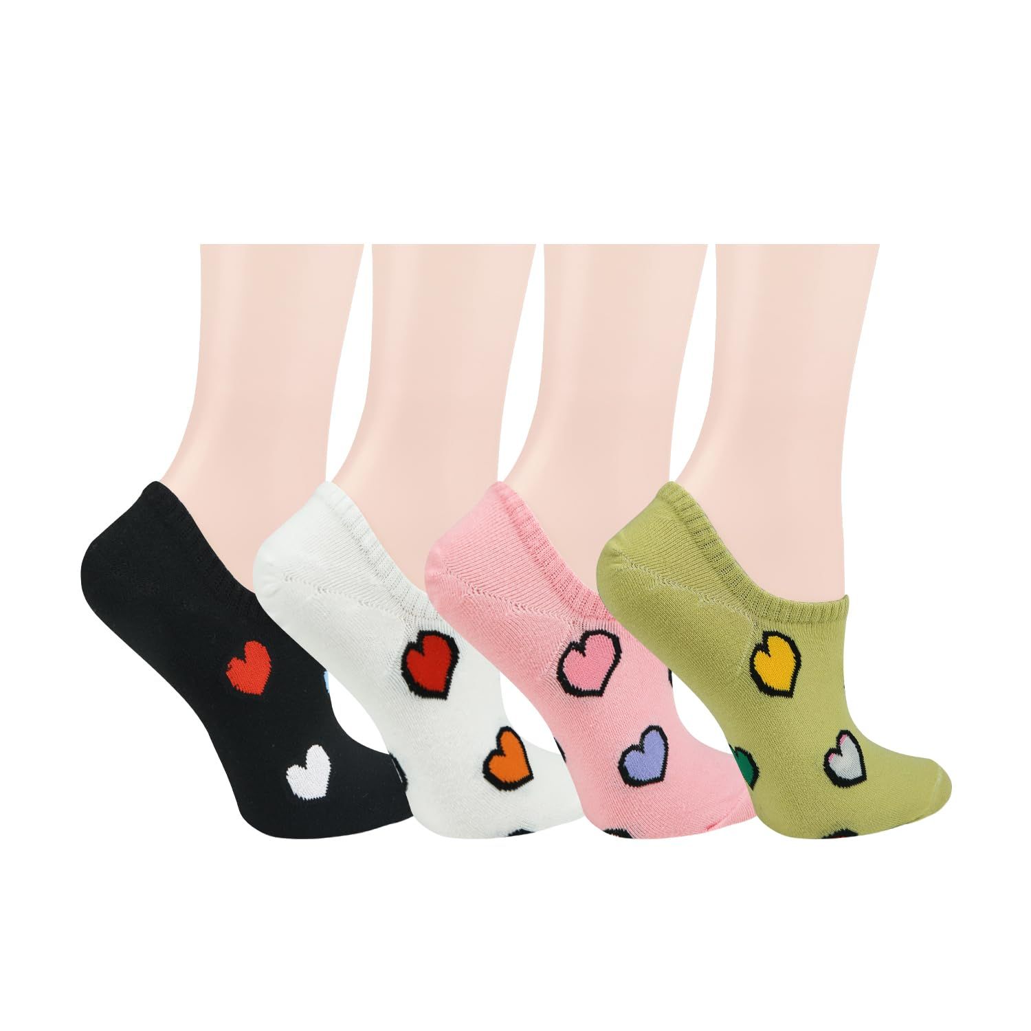 4pcs Womens Cute No Show Socks Girls Funny Floral Animal Patterned Low Cut Socks Novelty Cotton Liner Loafer Socks