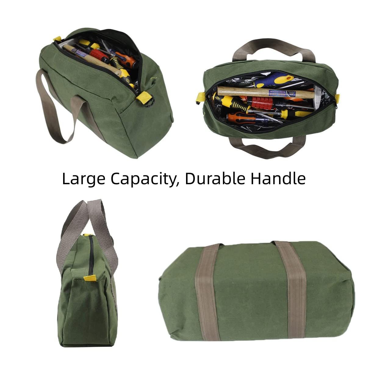 12 Inch Canvas Tool Bag, Wide Mouth Tool Bag, Large Capacity Tool Storage , for Storage Wrenches Pliers Tools (Green - 12 inch)
