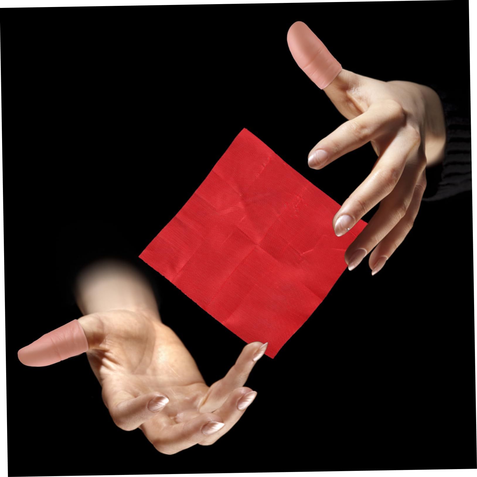 6 Sets Fingertip (6pcs) Magician Thumb Tip Tricks Thumbs Fake Fingers Silk Fake Thumb Silk Close up Trick Prop Magician Rubber Thumb