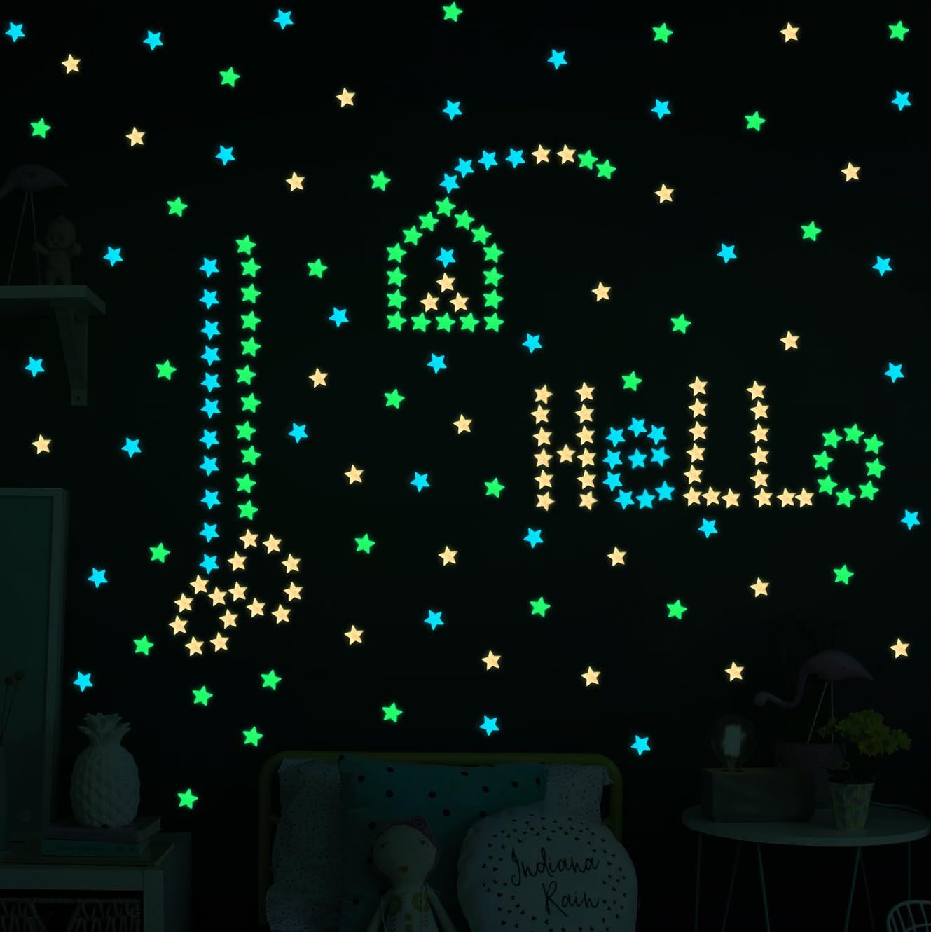 100 Pcs Colorful Glow in The Dark Luminous Stars Fluorescent Noctilucent Plastic Wall Stickers Murals Decals for Home Art Decor