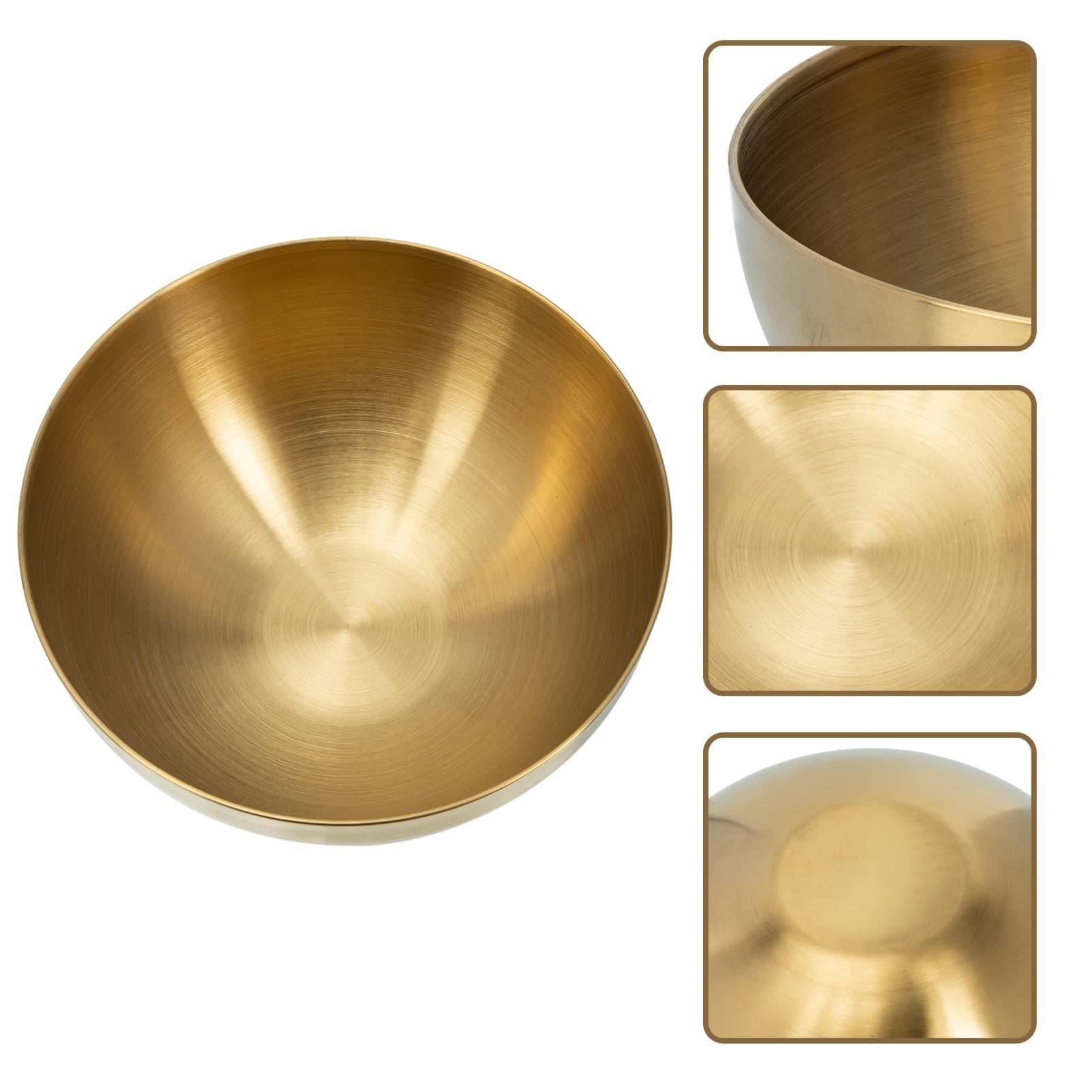 Stainless Steel Salad Bowl Large Capacity 6 Inch Golden Nesting Serving Bowl