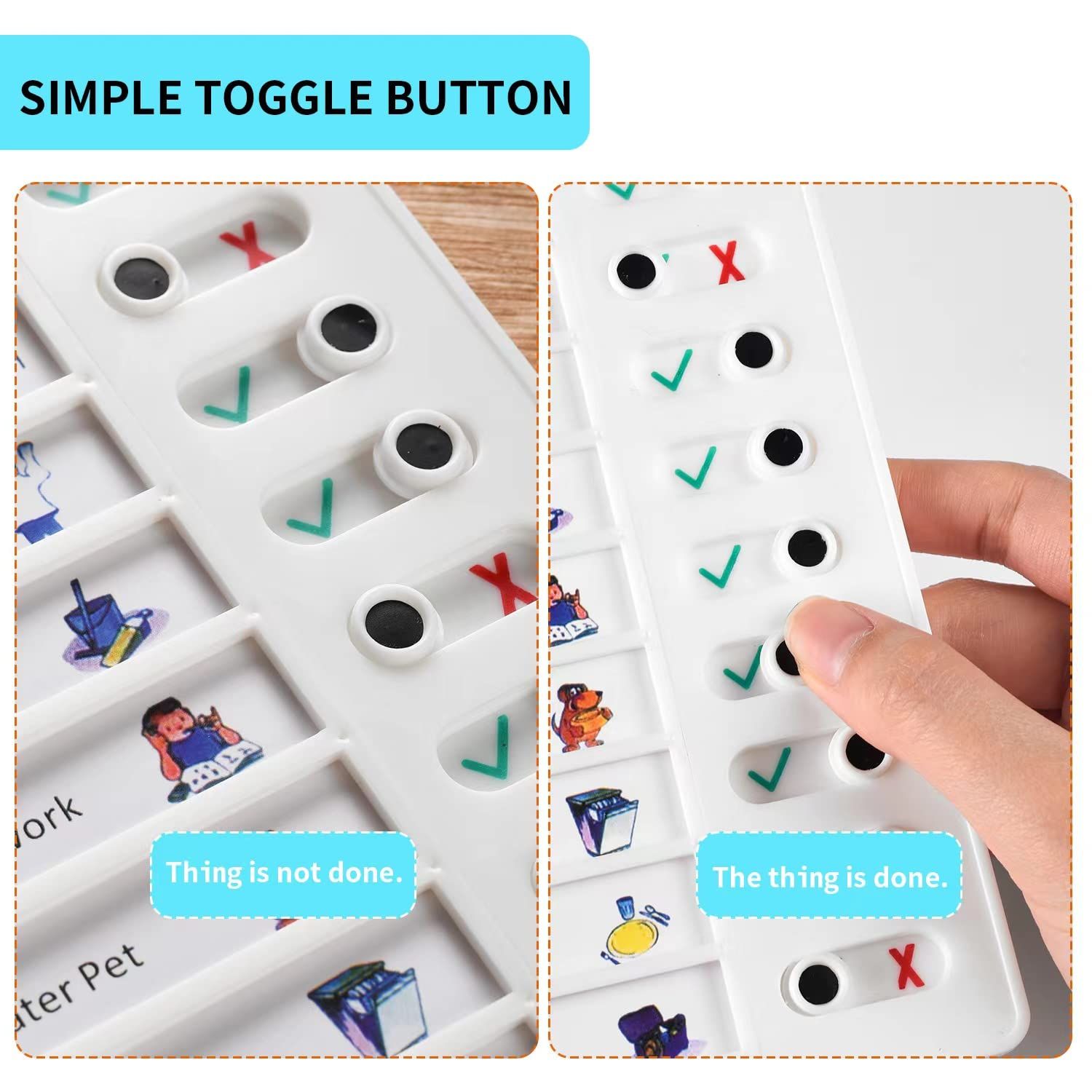 2 Pieces Chore Chart for Multiple Kids,Daily Chore Schedule for 2 Kids，Memo Checklist Plan Board Detachable Plastic