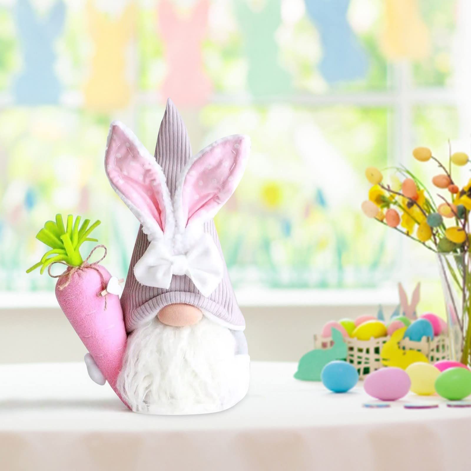 Plush Easter Bunny Handmade Swedish Elf Stuffed Doll Rabbit Gifts Cute Easter Faceless Dwarf Bunny Household Ornaments, Home Decor
