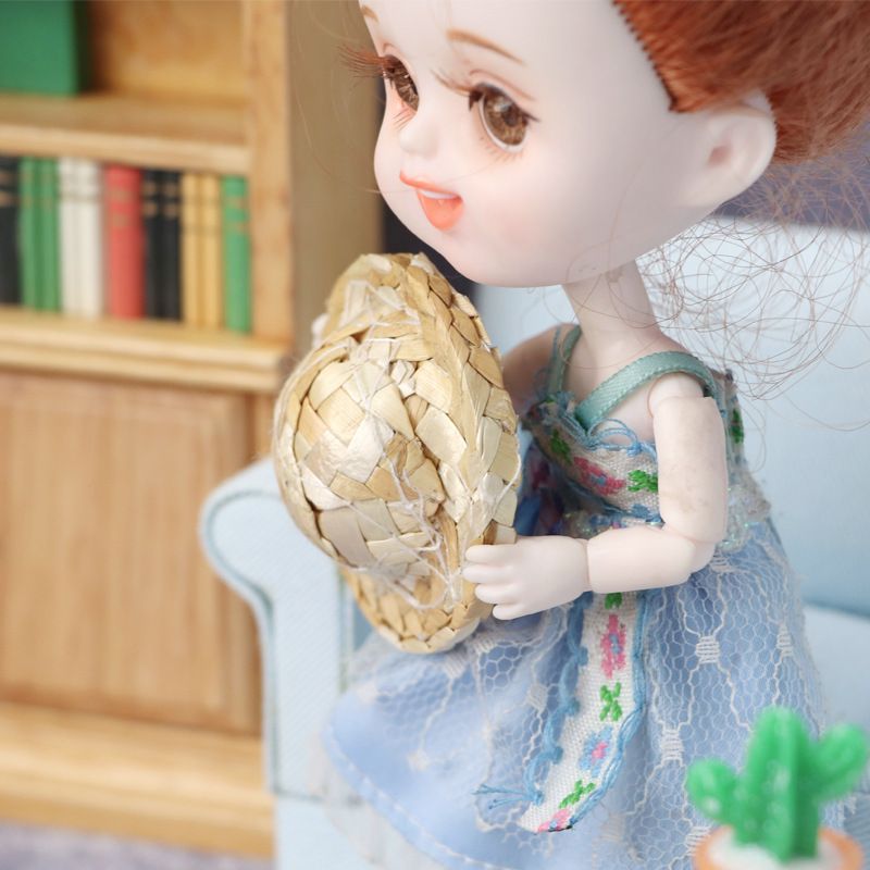 24pcs Mini Straw Hat Woven Hat Ornament Mini Wine Bottle Covers Hat Model Mini House Ornament Miniature Doll Hats Mini Hat