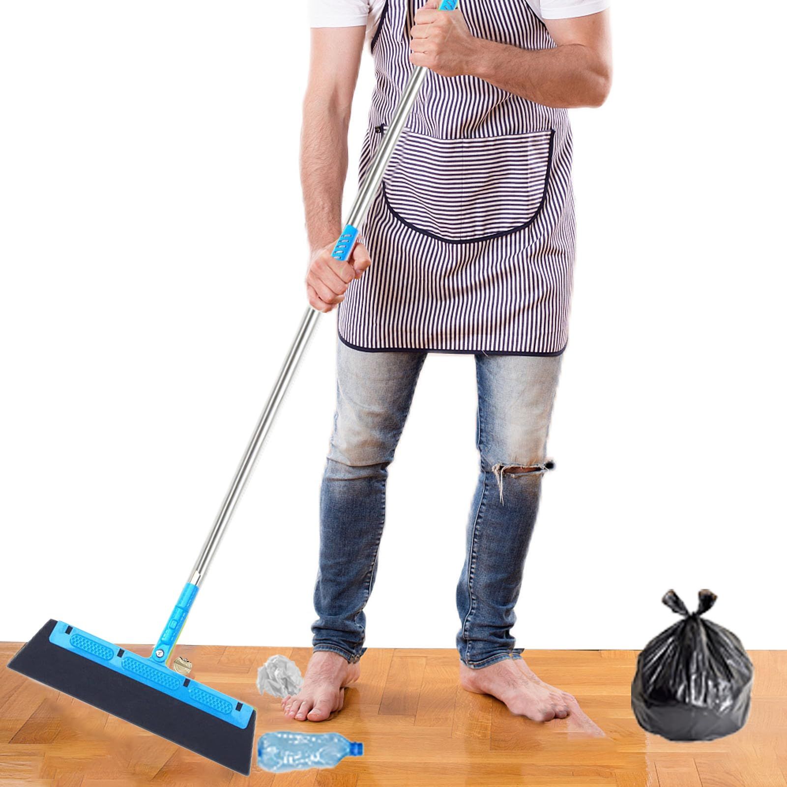 Household Wipe and Dry Floor Squeegee Broom for Glass Sweeping Bathroom Kitchen Pet Hair Fur Floor Marble Glass Window Water