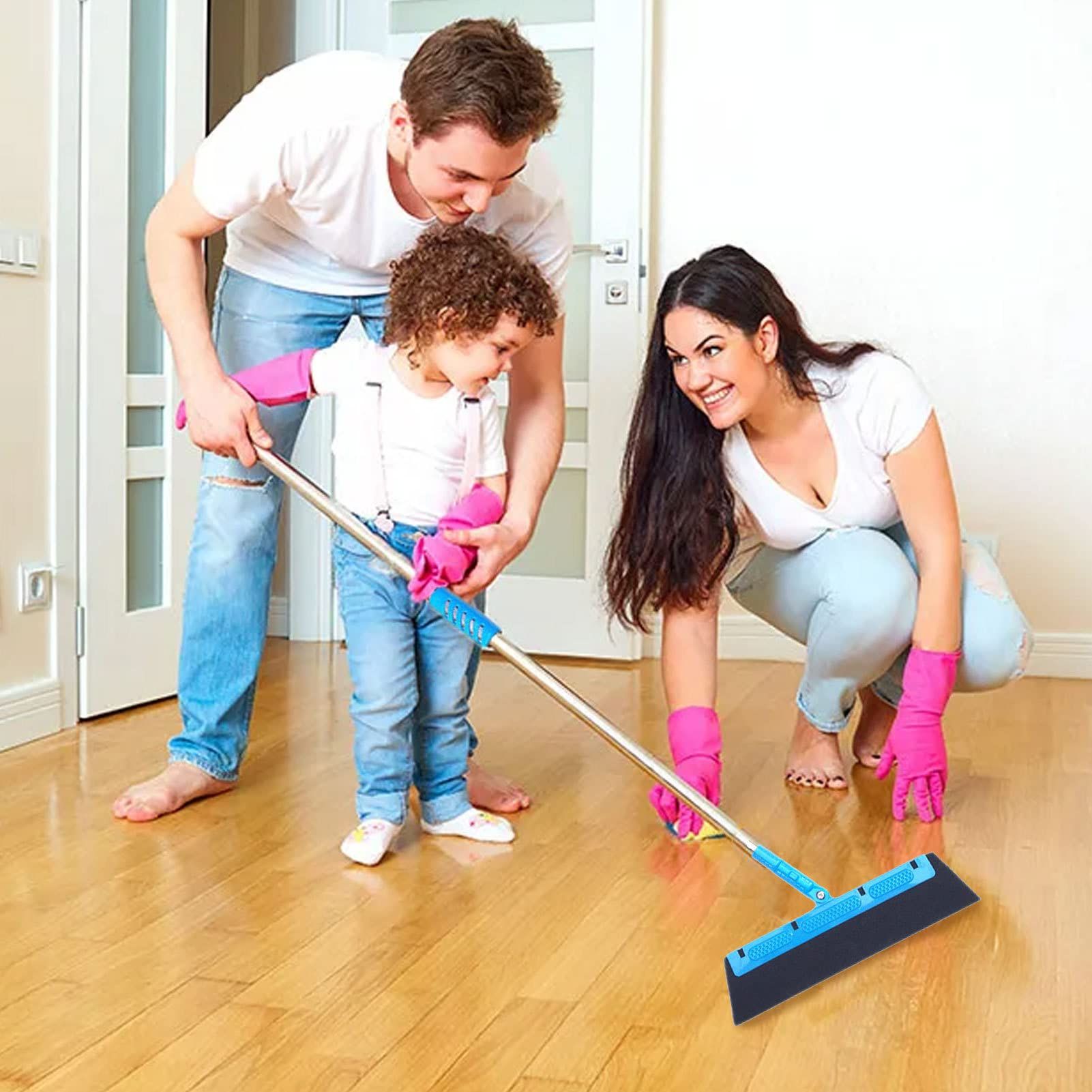 Household Wipe and Dry Floor Squeegee Broom for Glass Sweeping Bathroom Kitchen Pet Hair Fur Floor Marble Glass Window Water