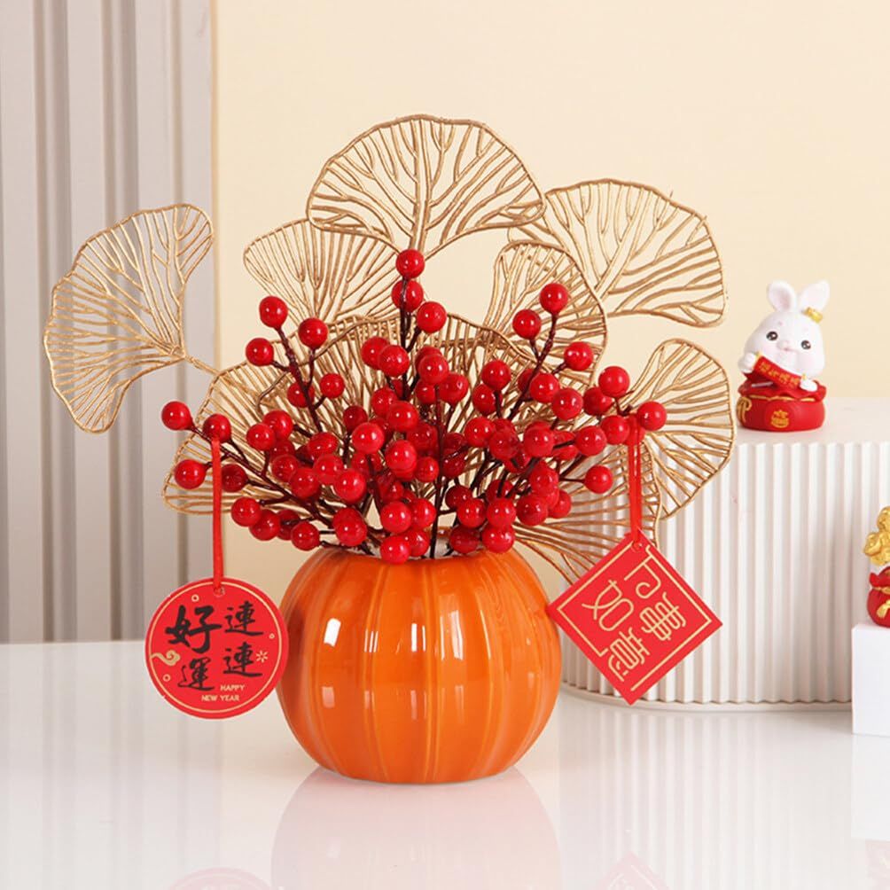 Pumpkin Vase Ceramic Flower Vase Fall Harvest Decoration for Halloween Home Decor Dried Flower Vase Flower Arrangement Orange