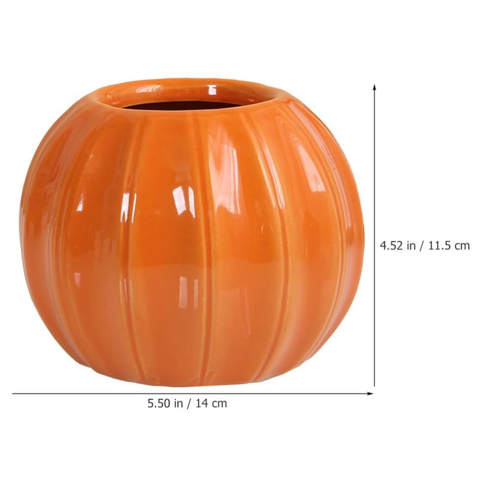 Pumpkin Vase Ceramic Flower Vase Fall Harvest Decoration for Halloween Home Decor Dried Flower Vase Flower Arrangement Orange