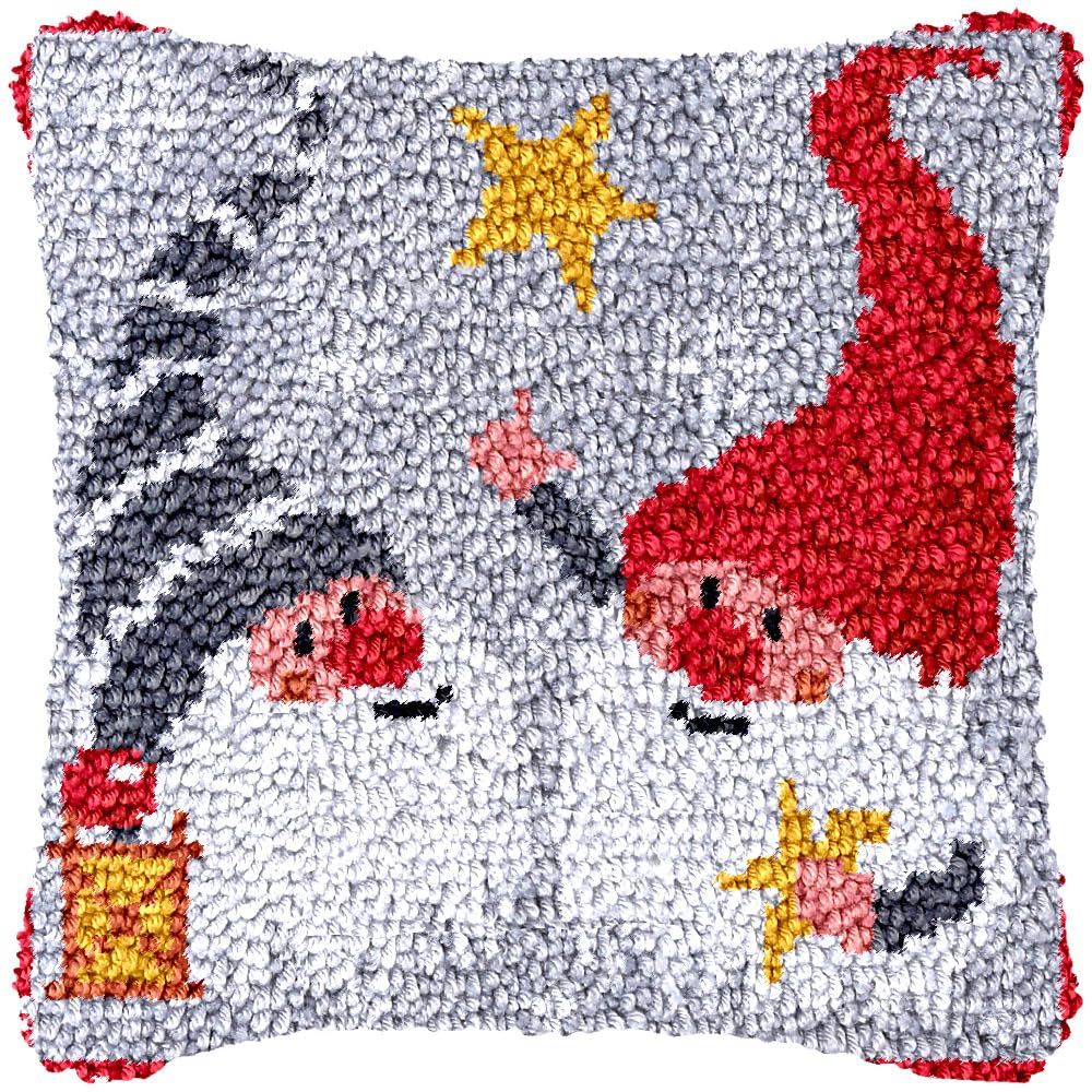Latch Hook Kits for DIY Throw Pillow Cover,Christmas Deer Needlework Cushion Cover Hand Craft Crochet for Great Family 17x17inch