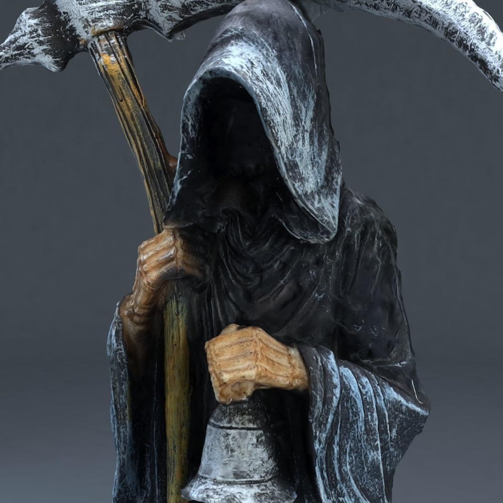 Death Statue Standing Grim Reaper Statue Resin Religious Decorative Figurine Altar Sculpture Desktop Ornament (Black, One Size)