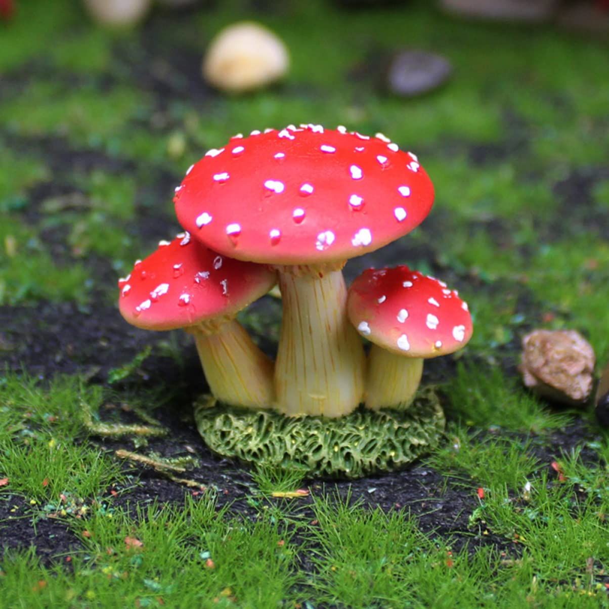 3pcs Ornaments Decor DIY Miniatures Lawn Garden Cute Micro Decoration Statues Figurines Mushrooms Cake Miniature Crafts Snail