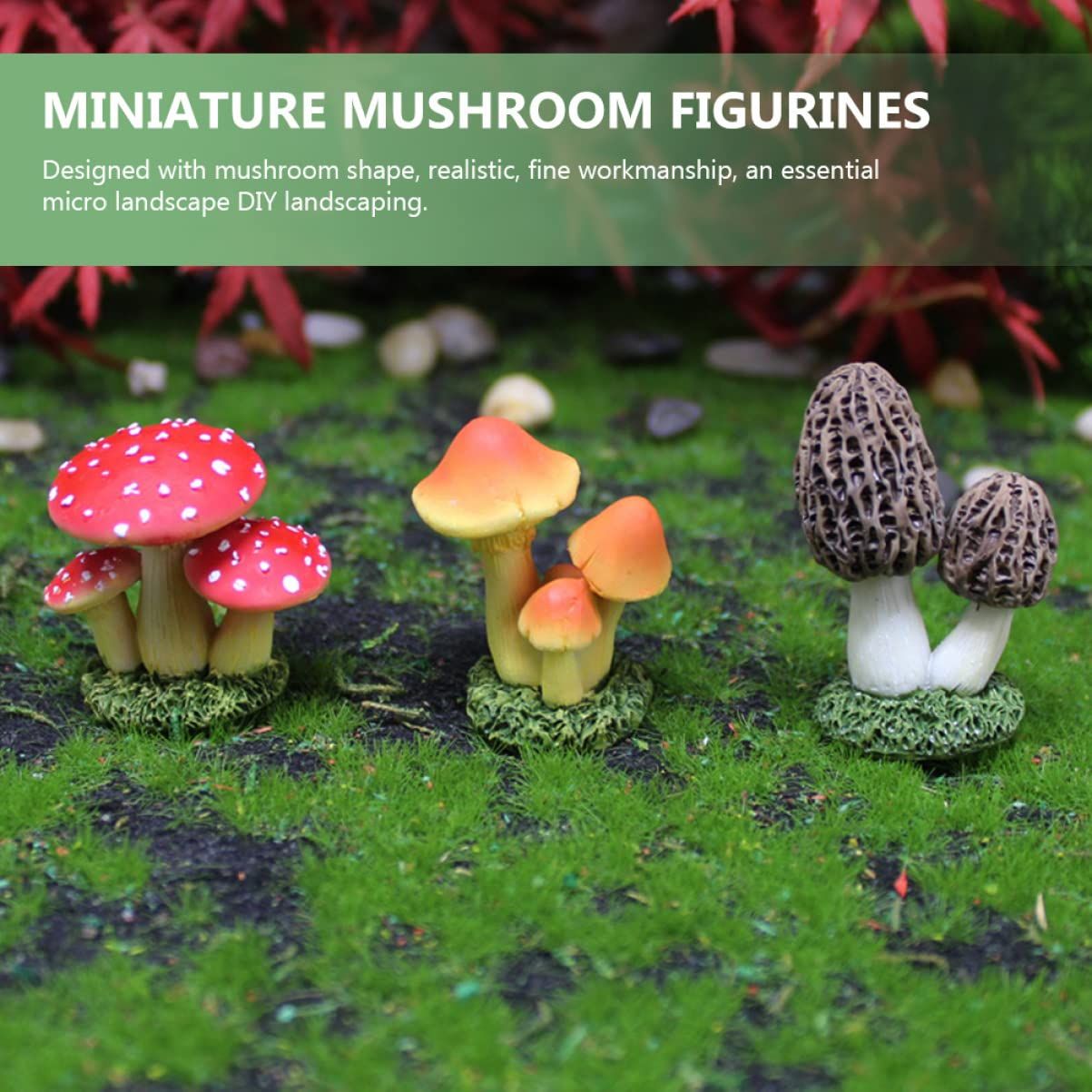 3pcs Ornaments Decor DIY Miniatures Lawn Garden Cute Micro Decoration Statues Figurines Mushrooms Cake Miniature Crafts Snail