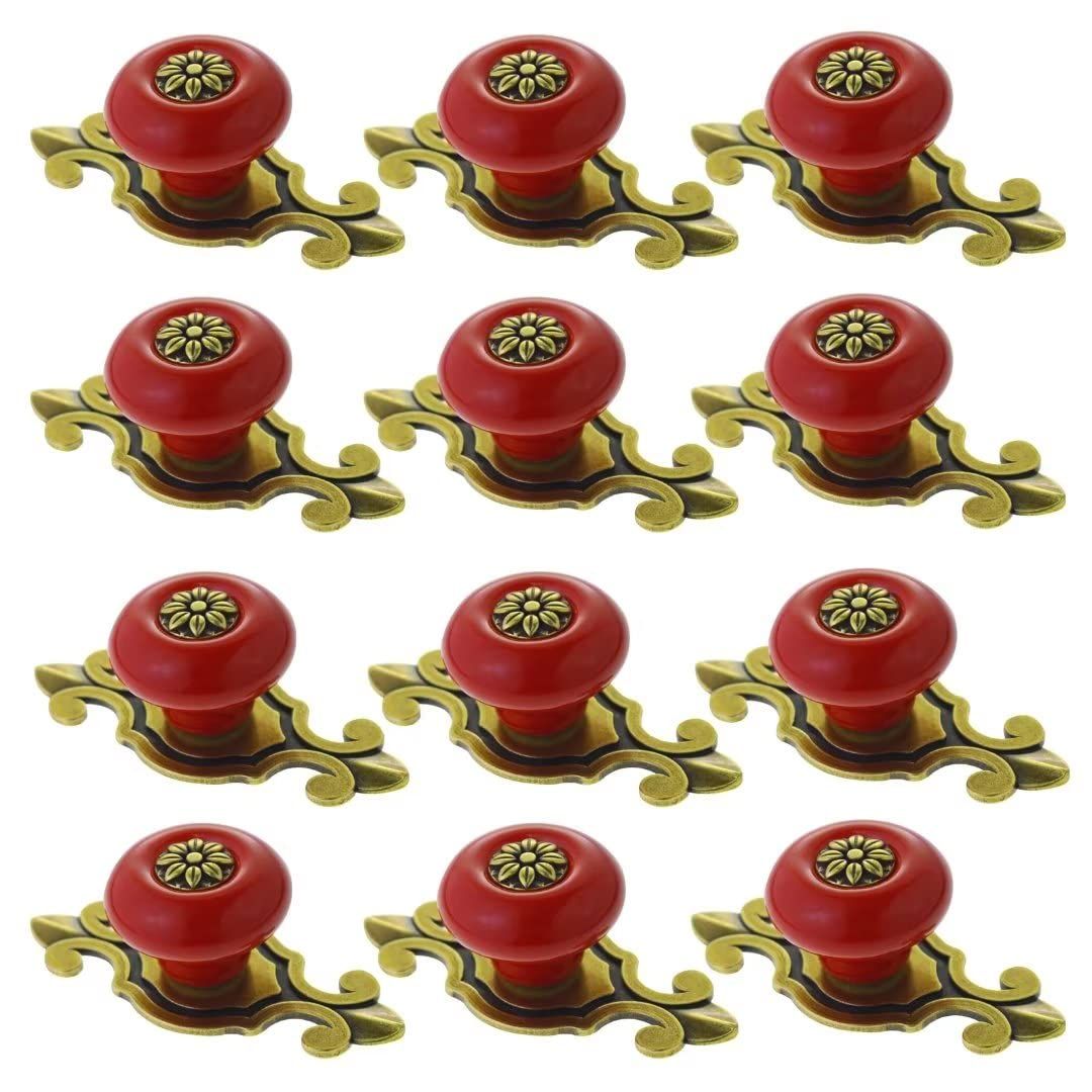 12 Pack Vintage Ceramic Knobs and Pulls for Kitchen Cabinets Cupboard Dresser Drawers Wardrobe Closet Furniture Hardware Ceramic