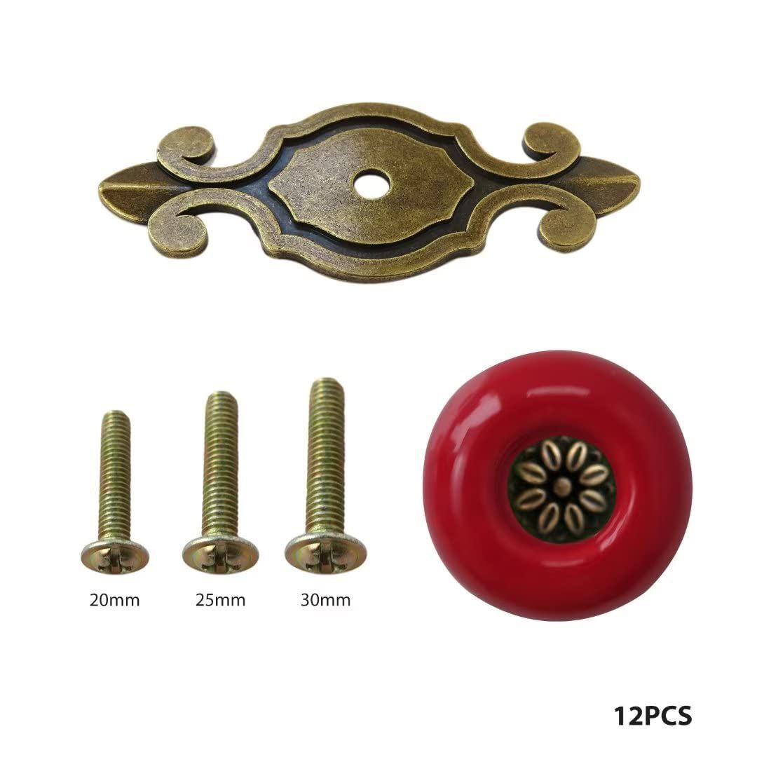 12 Pack Vintage Ceramic Knobs and Pulls for Kitchen Cabinets Cupboard Dresser Drawers Wardrobe Closet Furniture Hardware Ceramic