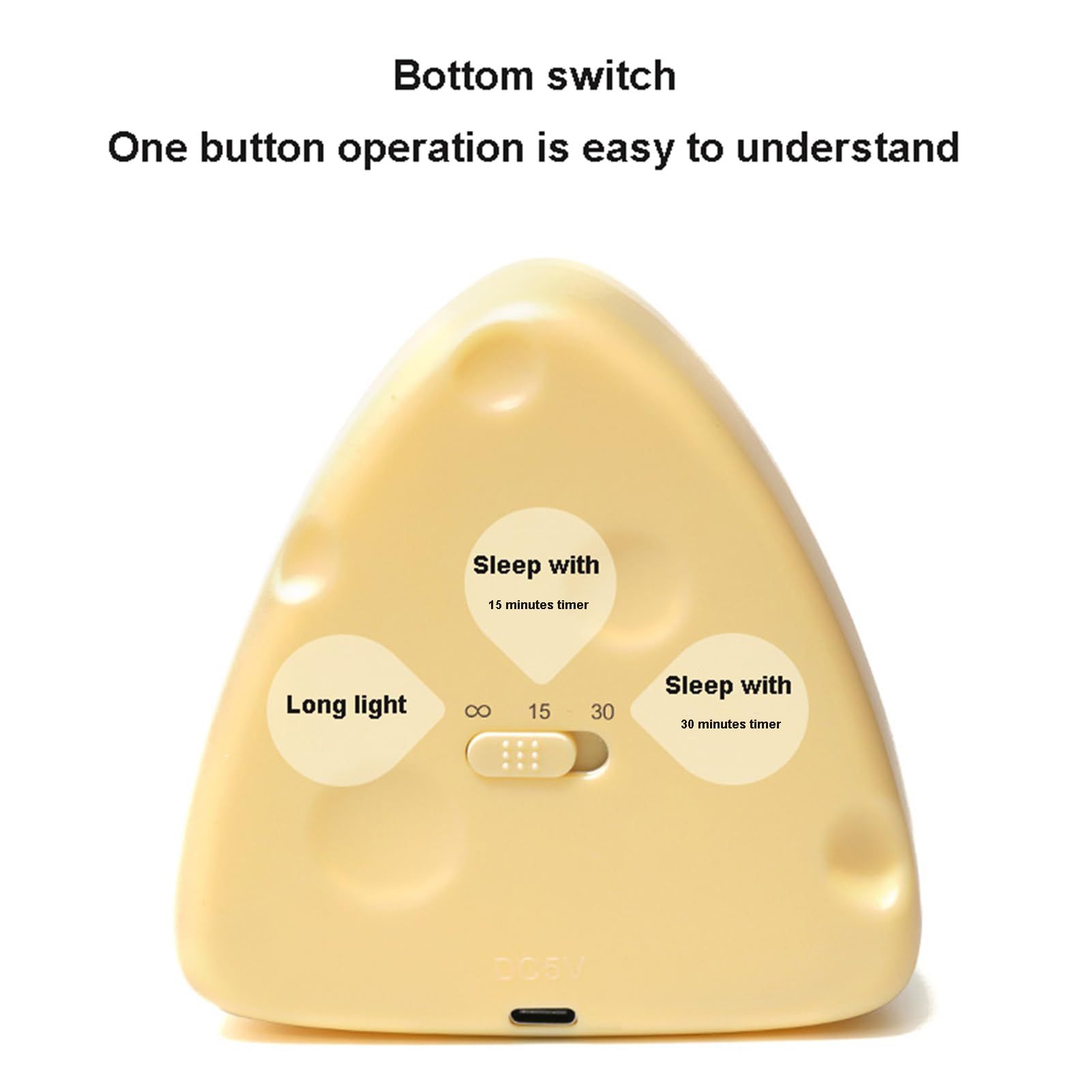 Cheese Night Light, USB Rechargeable Children's Timer with Sleep Long Bright Cartoon LED Indoor Decoration Light,Yellow