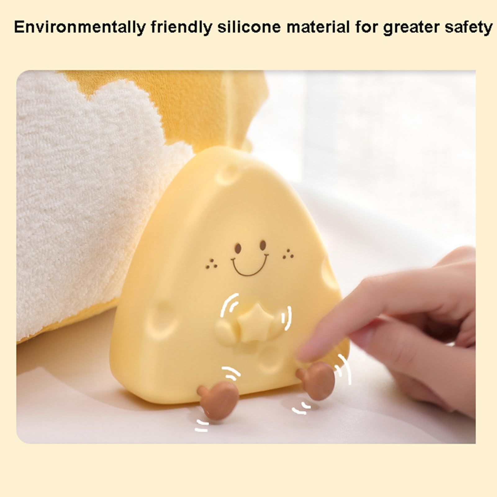 Cheese Night Light, USB Rechargeable Children's Timer with Sleep Long Bright Cartoon LED Indoor Decoration Light,Yellow