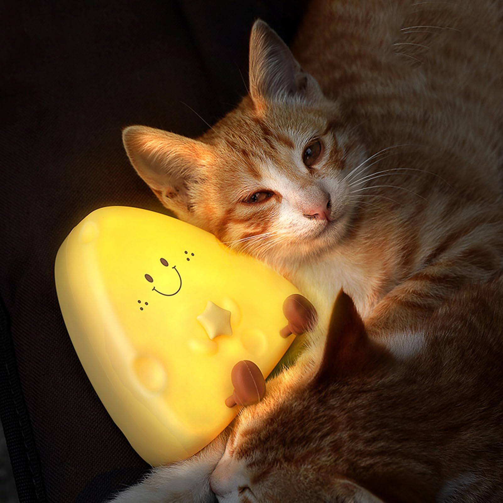 Cheese Night Light, USB Rechargeable Children's Timer with Sleep Long Bright Cartoon LED Indoor Decoration Light,Yellow