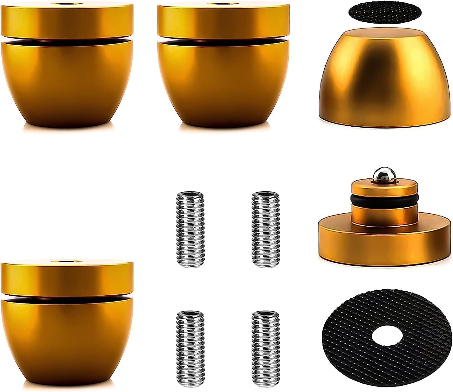 4 Pcs Ball Beads Speaker Isolation Feet Turntable Platform Pads Audio Shock Absorber Subwoofer Isolation Feet 33×30 Pad (Golden)