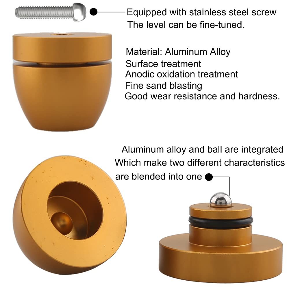 4 Pcs Ball Beads Speaker Isolation Feet Turntable Platform Pads Audio Shock Absorber Subwoofer Isolation Feet 33×30 Pad (Golden)