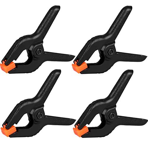 4 Pack Spring Clamps, 6inch Plastic Clips, Backdrop Clips, Big Clamps Heavy Duty, Spring Clips for Crafts, Backdrop Stand (Black)