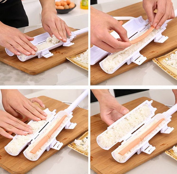 Onigiri Sushi Mould DIY Multifunctional Cylinder Bazooka Shape Sushi Maker Kitchen Tools for Beginners