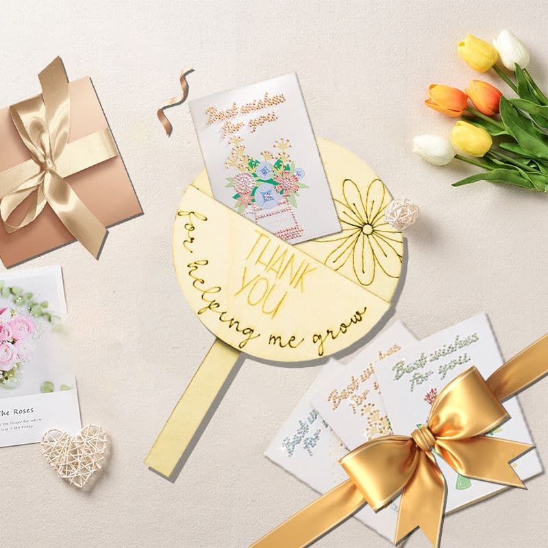 Wooden Teacher Appreciation Plant Tags Engraved Thank You for Helping Me Grow Gift Card Holder Classroom Decor