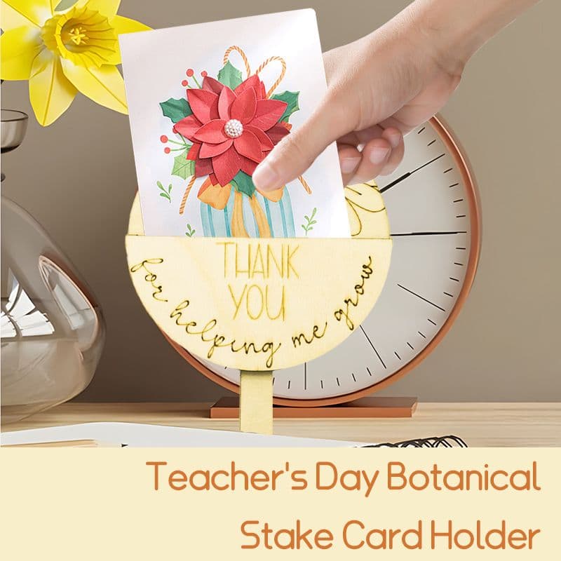 Wooden Teacher Appreciation Plant Tags Engraved Thank You for Helping Me Grow Gift Card Holder Classroom Decor
