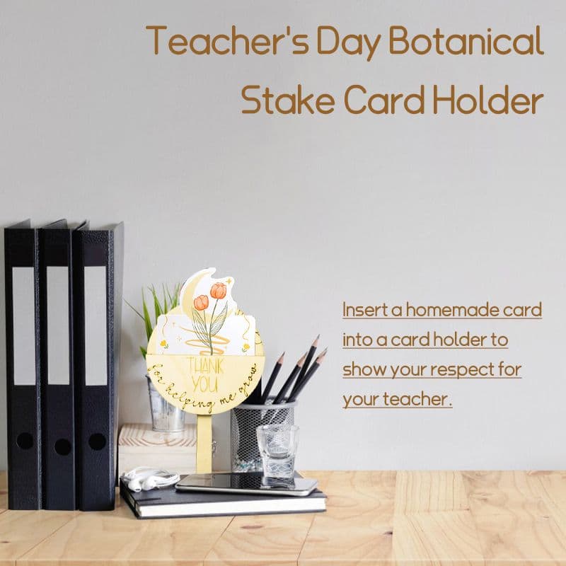 Wooden Teacher Appreciation Plant Tags Engraved Thank You for Helping Me Grow Gift Card Holder Classroom Decor