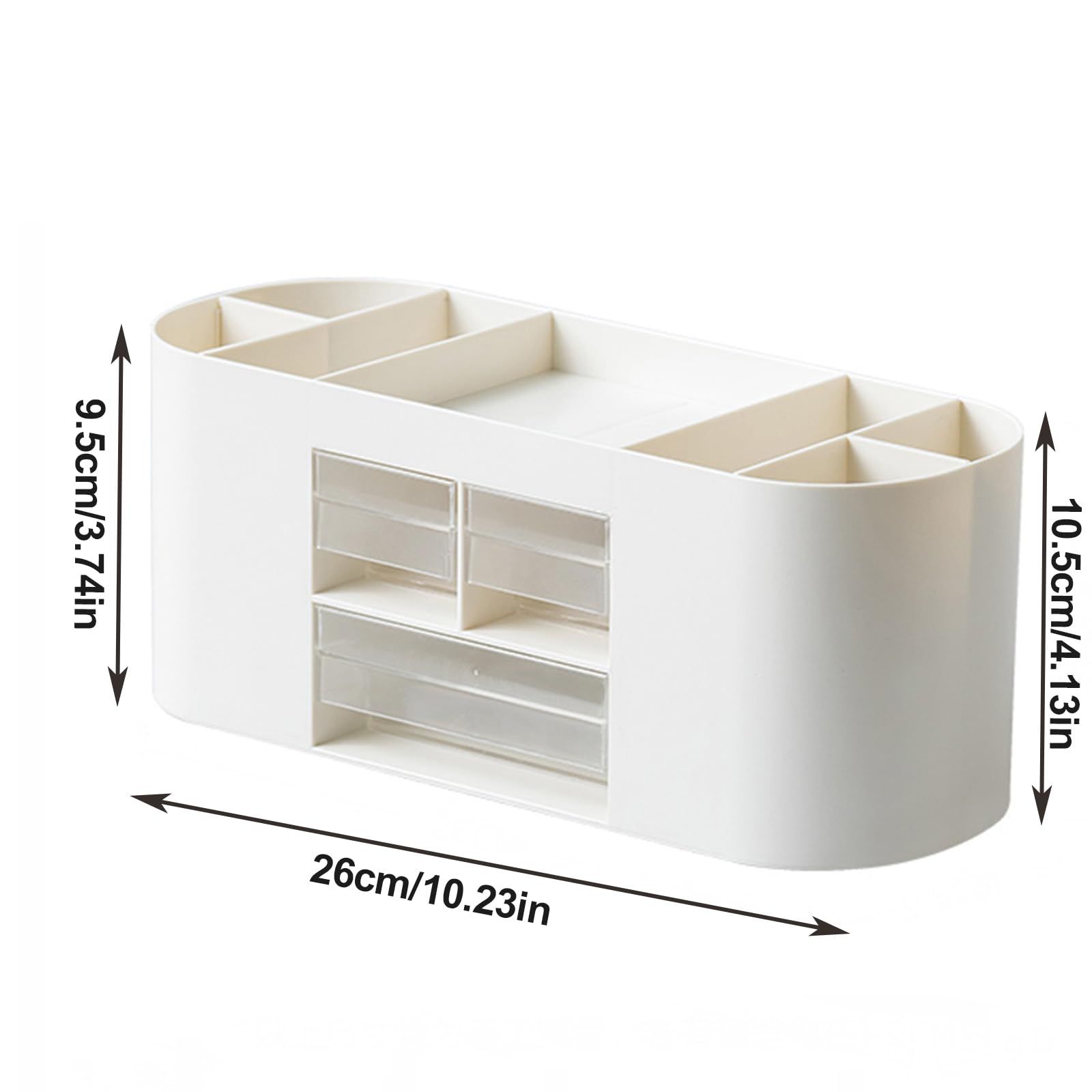 Pencil Pen Holder for Desk with 3 Drawers - All-In-One Desk Organizer - Perfect Desk Accessories for Office Use - (Beige)