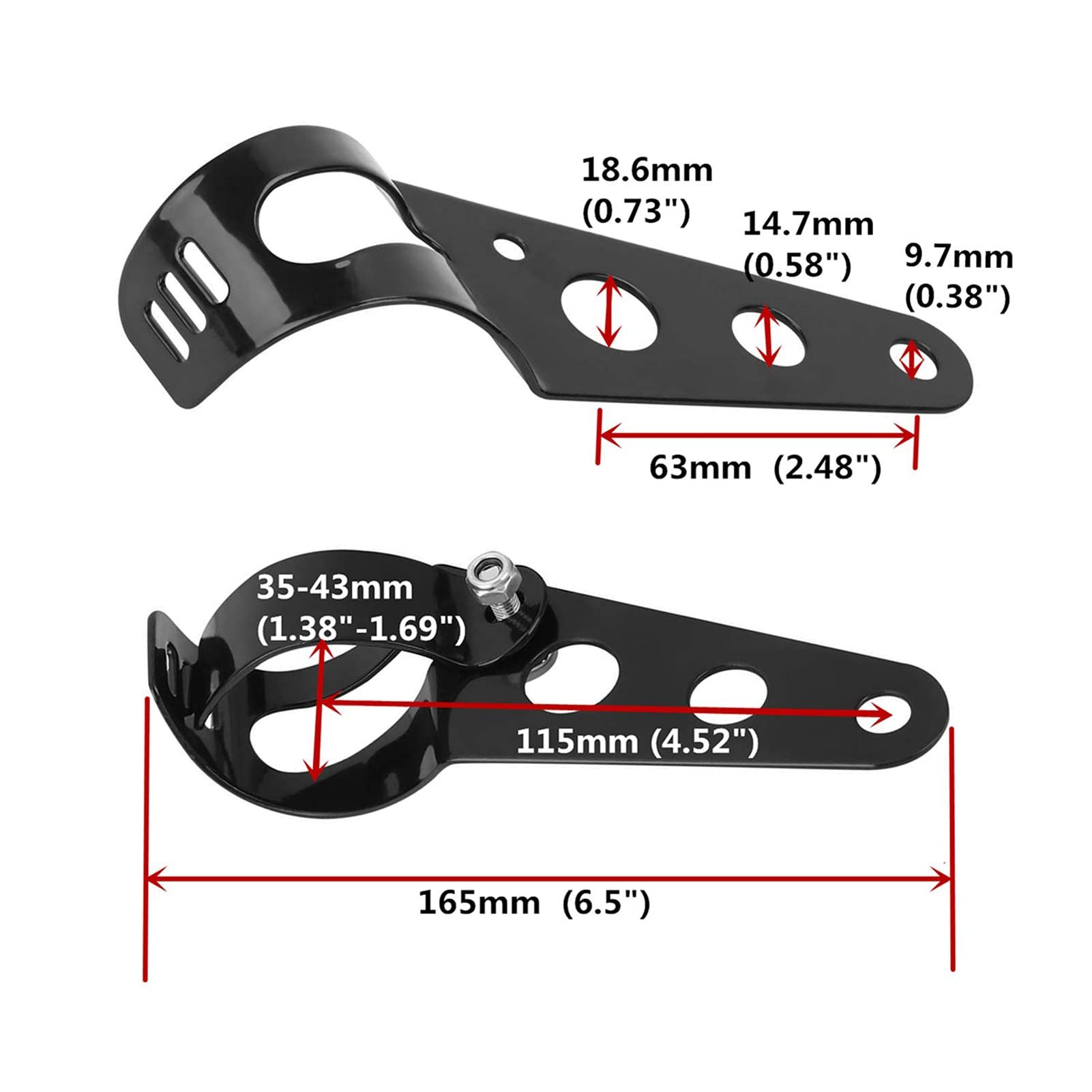 Universal 33mm-43mm Metal Motorcycle Modified Headlight Mount Brackets Clamp Fork Ear for Motorcycle Chopper Cafe Racer (Black)