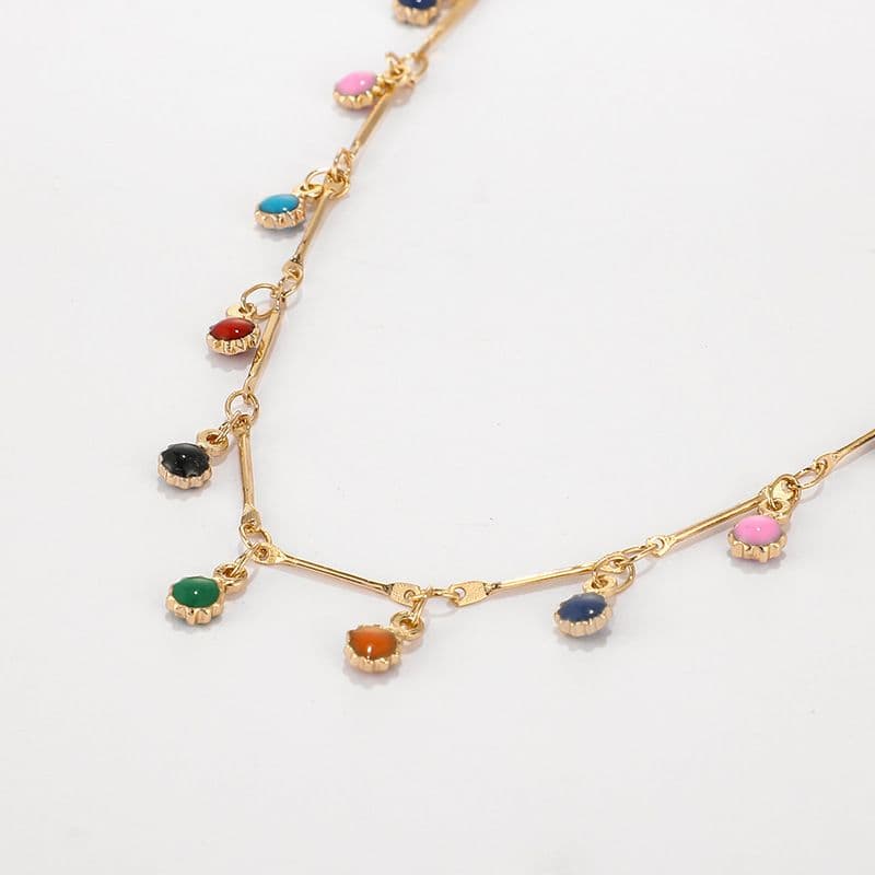 Beaded Necklace Exquisite Colorful Gemstone Tassel Handmade Jewelry for Women