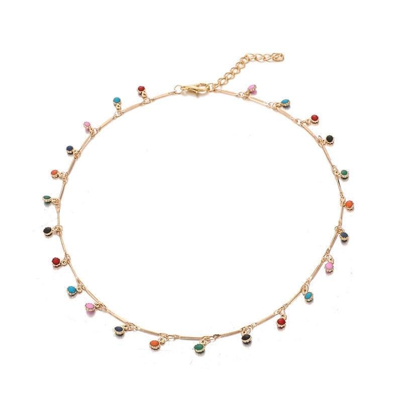 Beaded Necklace Exquisite Colorful Gemstone Tassel Handmade Jewelry for Women