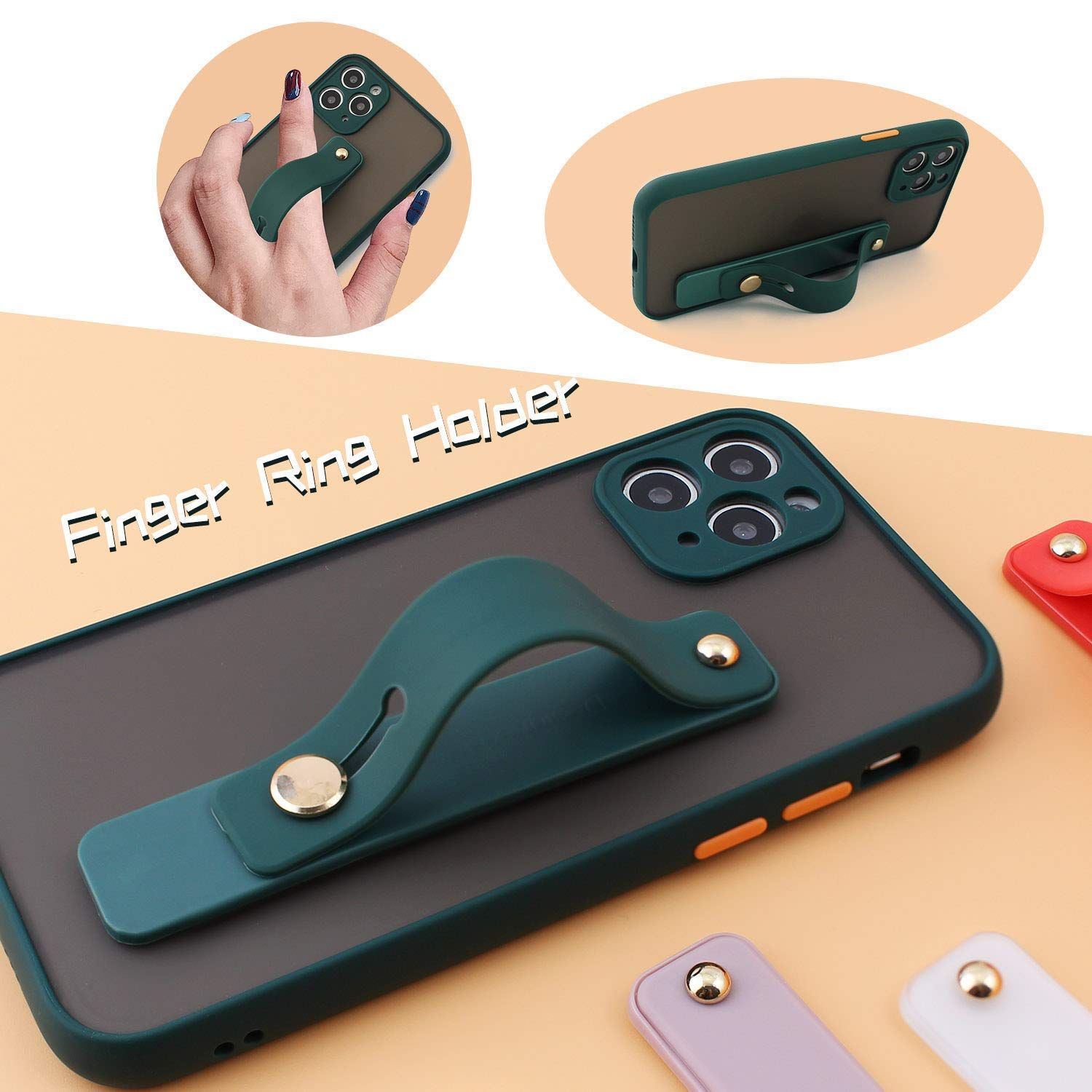 2 pcs Removable and Reusable Cell Phone Grip Strap, Telescopic Finger Kickstand Bracket Universal Silicone Phone Holder Stand