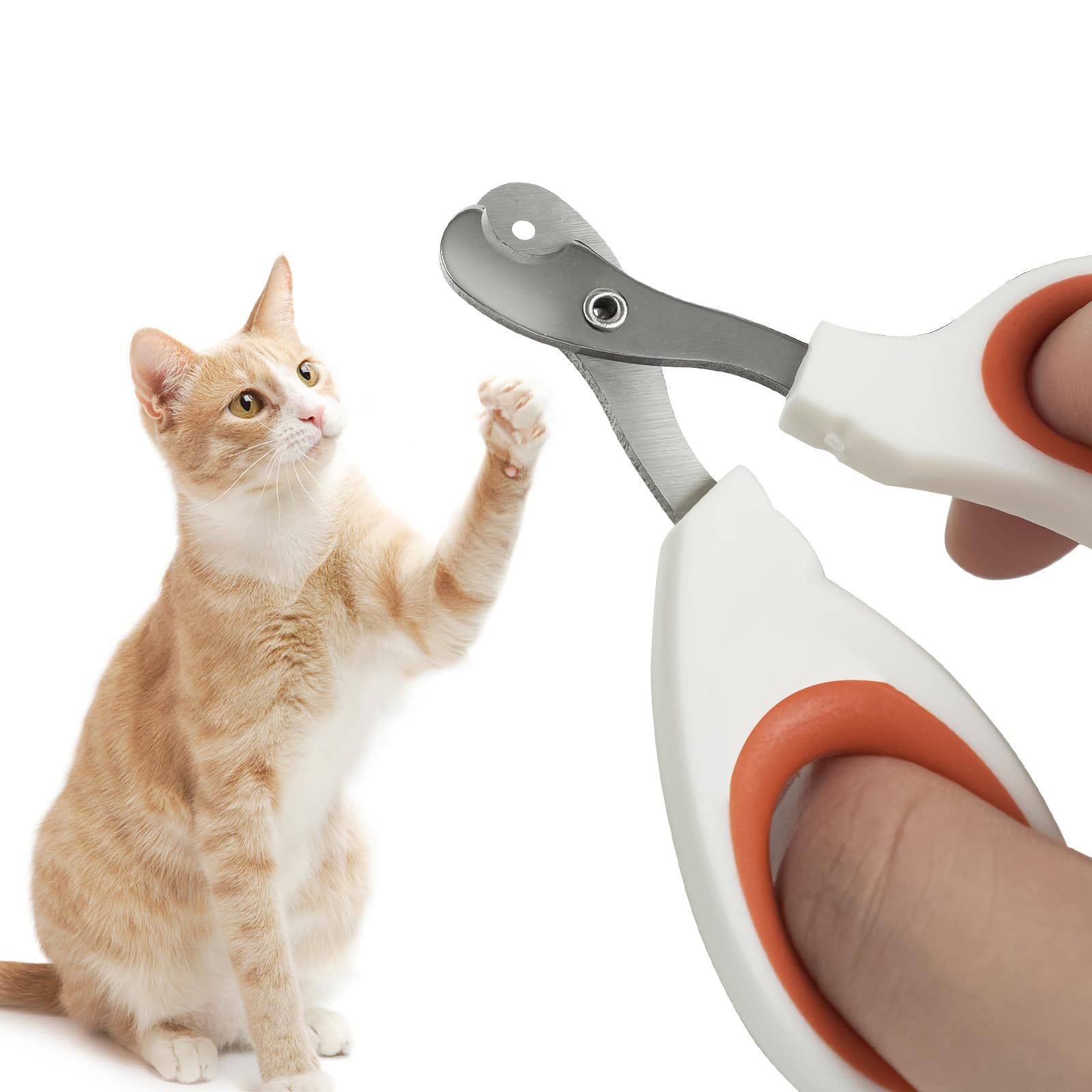 Cat Nail Clippers with Circular Cut Hole -Avoid Over Cutting Pet Nail Clippers -Sharp Angled Blade Professional Paw