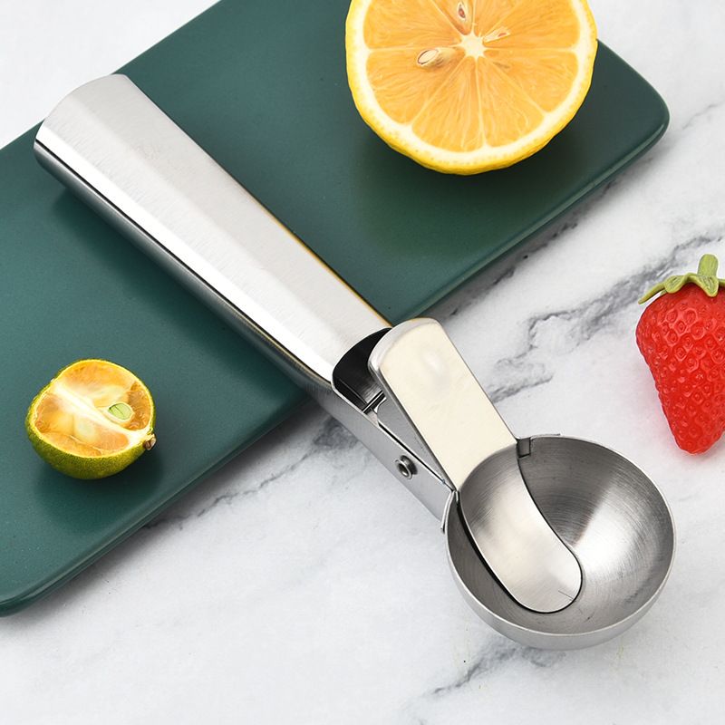 Stainless Steel Ice Cream Scoop, Heavy Duty Ice Cream Scooper with Trigger Metal Icecream Scoop Spoon for Fruit Scoop