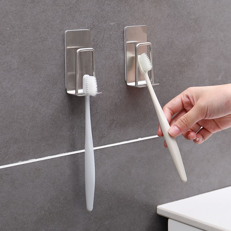 Toothbrush Holder 2 Pack self-Adhesive Stainless Steel Electric Toothbrush Hook Wall Mounted Razors Cup Holder for Bathroom