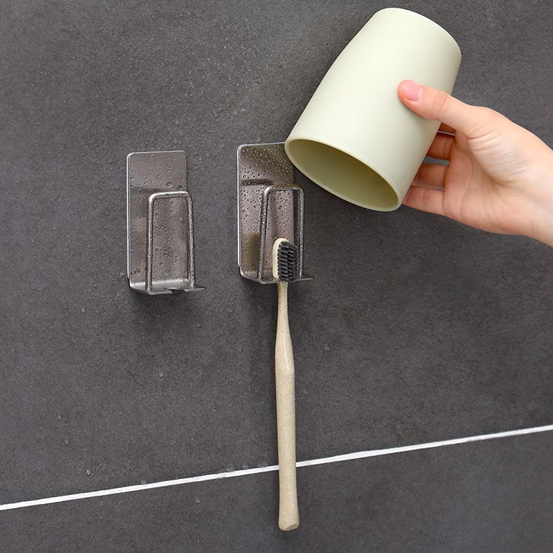 Toothbrush Holder 2 Pack self-Adhesive Stainless Steel Electric Toothbrush Hook Wall Mounted Razors Cup Holder for Bathroom