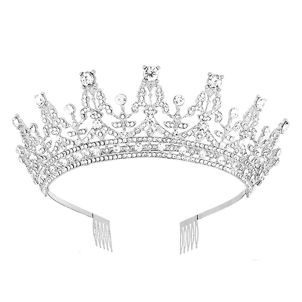 and Crown with Comb for Women Silver Crystal Headband Rhinestones Princess Hairpiece for Girls Wedding Hair Accessories
