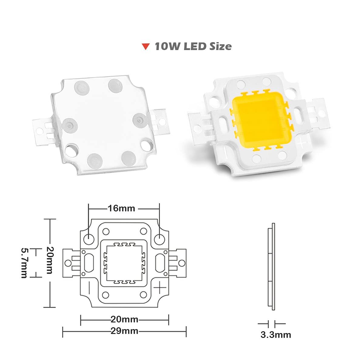 High Power Led Chip 10W Warm White (3000K - 3500K / Input 900mA / DC 9V - 11V / 10 Watt) Super Bright Intensity SMD COB Light