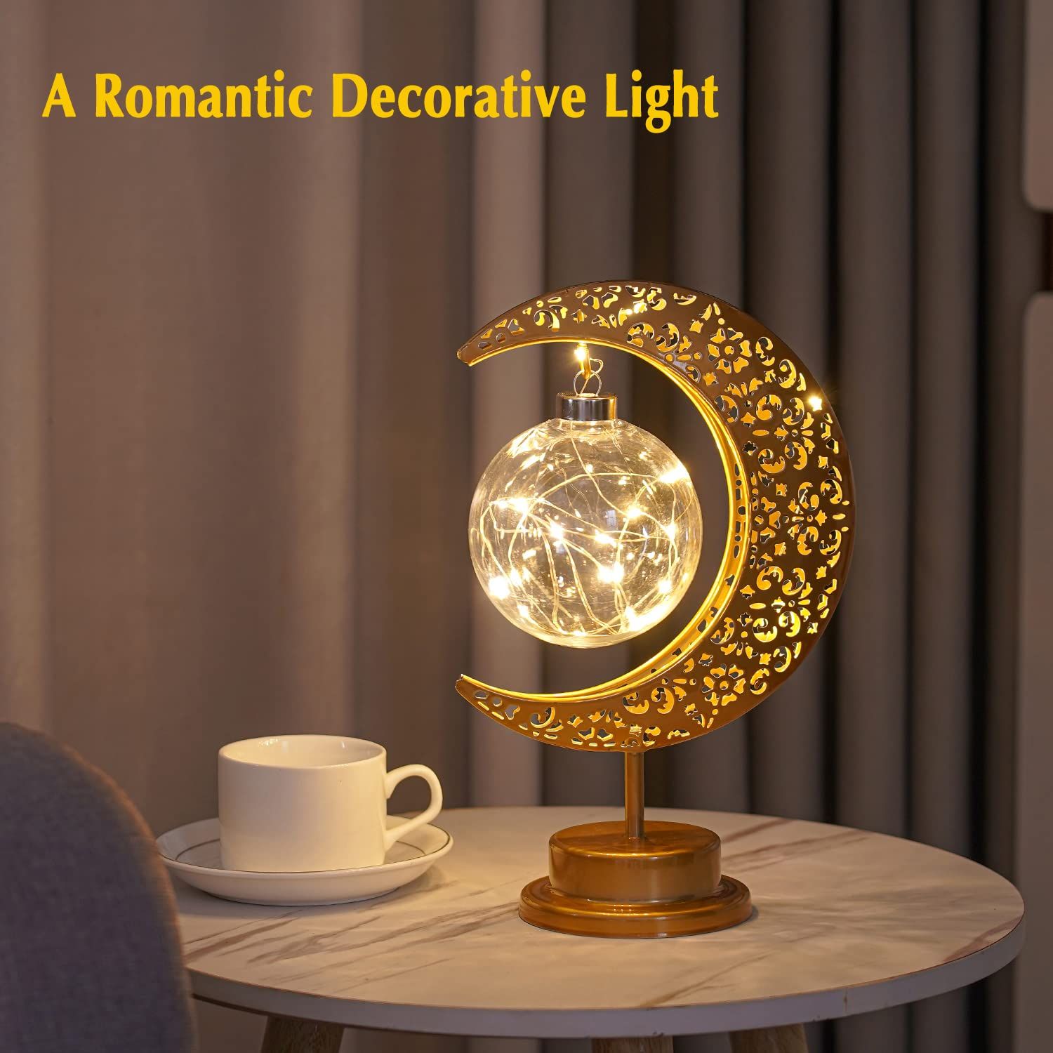Moon Lamp, Enchanted Lunar Lamp, Ramadan Decorations Lamp for Bedroom, Magic Kids Night Lights, Crescent Moon Light