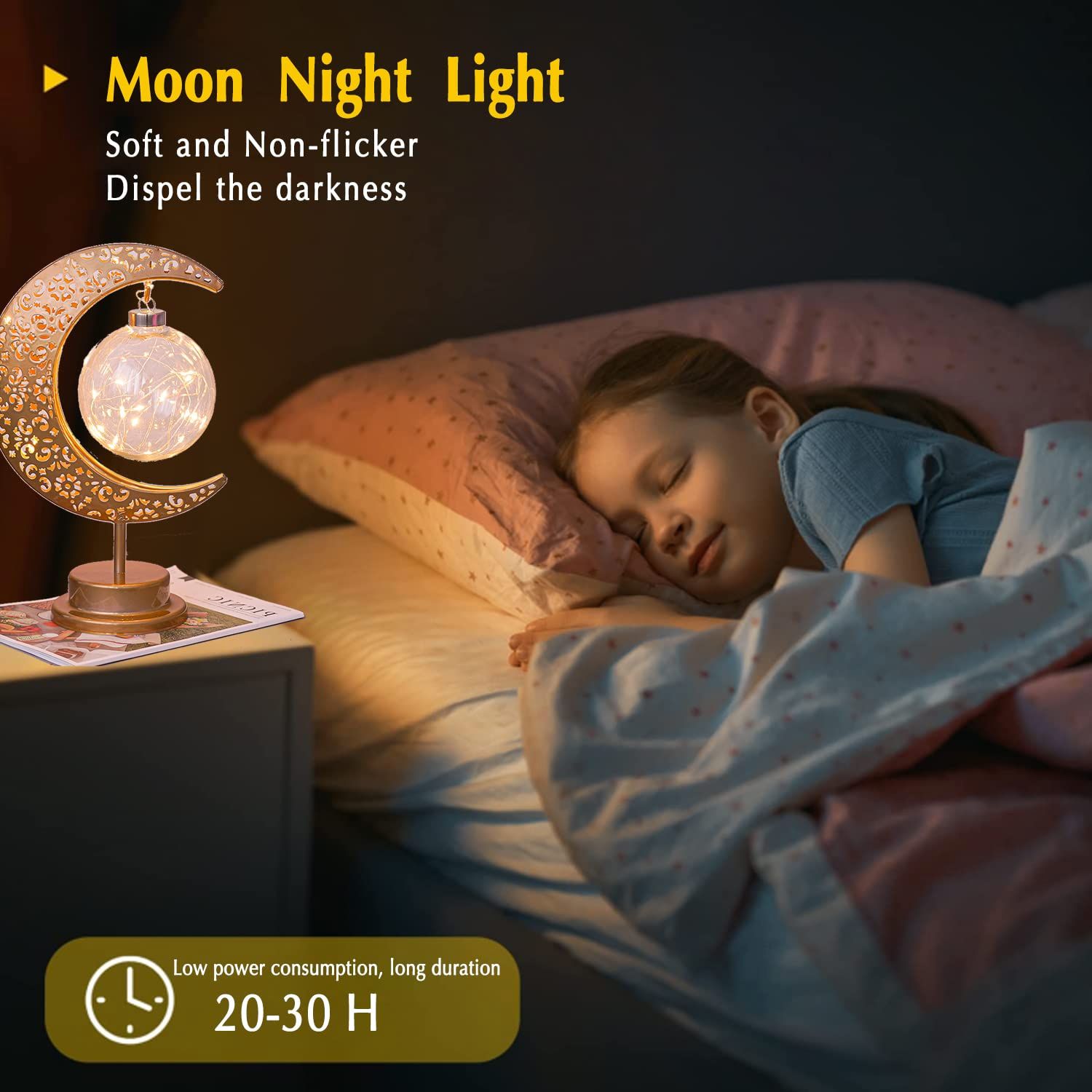 Moon Lamp, Enchanted Lunar Lamp, Ramadan Decorations Lamp for Bedroom, Magic Kids Night Lights, Crescent Moon Light