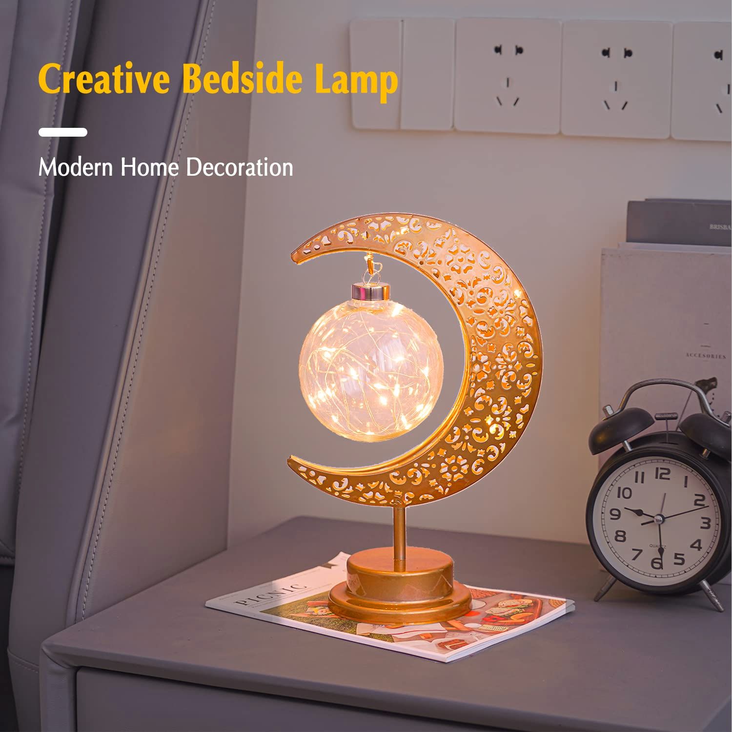 Moon Lamp, Enchanted Lunar Lamp, Ramadan Decorations Lamp for Bedroom, Magic Kids Night Lights, Crescent Moon Light