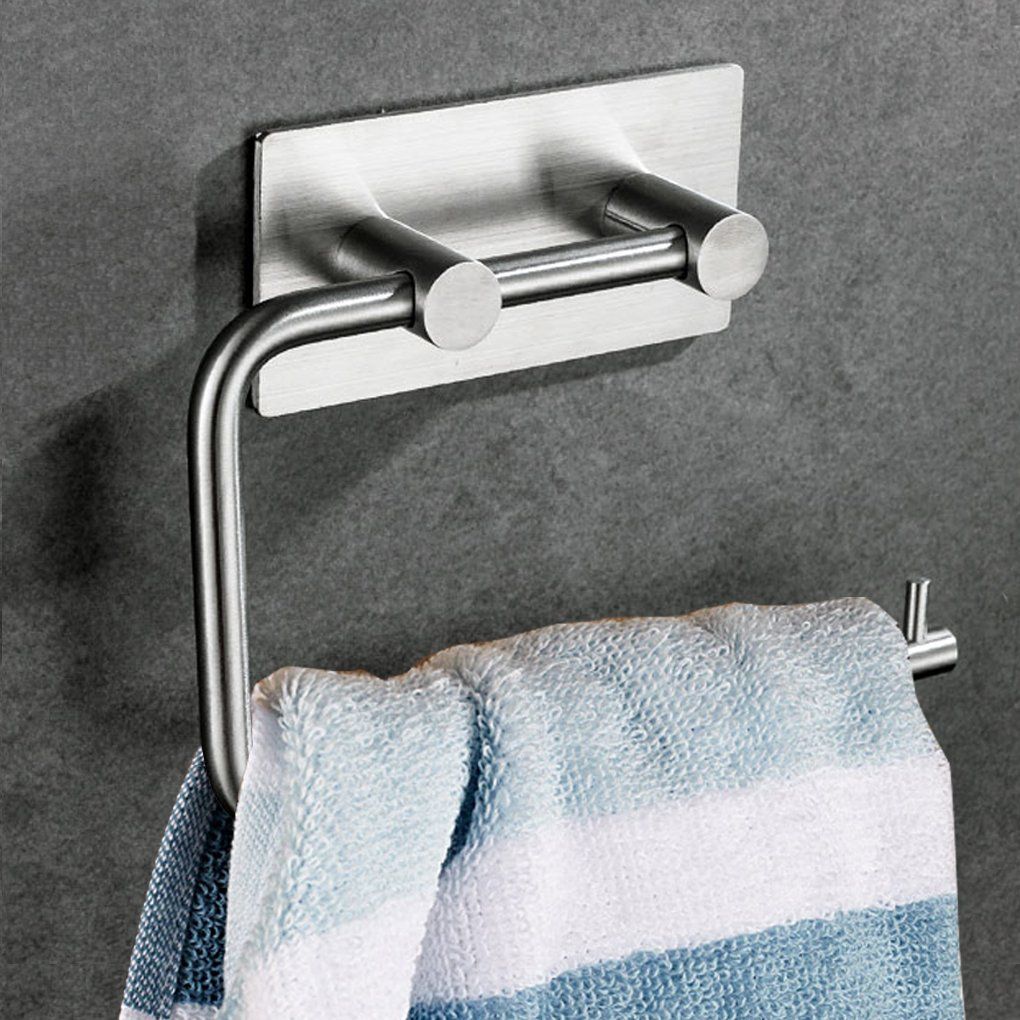 Toilet Paper Holder Wall Mount Self Adhesive, Brushed Stainless Steel Stainless Steel Toilet Paper Holder Hooks Tissue